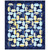 Wilmington Prints Fabrics Gentle Meadow Lola Molina Conundrum Quilt Kit, colorful quilt with blue, yellow, and white floral and geometric patterns, designed for quilting projects.