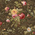 Marcus Fabrics Kathleen's Story Christine Schulte Medium Floral Brown, fabric featuring a detailed floral pattern with pink, yellow, and white flowers on a brown background.