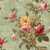 Marcus Fabrics Kathleen's Story Christine Schulte Large Floral Sage fabric pattern with pink, yellow, and red roses and green foliage on a sage background.