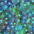Lumin Fabrics Island Batik Under the Sea Sea Stars Multi Green Purple Mardi Gras, vibrant batik fabric featuring an under the sea design with starfish shapes in shades of blue, green, and purple.