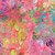Lumin Fabrics Island Batik Garden Bloom Large Floral Multi Peach Teal, colorful floral batik fabric with pink, peach, teal, and green hues, featuring large flowers and leafy patterns.