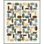 Wilmington Batiks Forest Trails Conundrum Quilt Kit, colorful patchwork quilt with geometric and botanical patterns in earthy tones of green, brown, beige, gray, and blue.