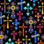 Quilting Treasures Fabrics Guardian Angel Black Ecclesiastical Crosses