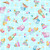 Quilting Treasures Fabrics Little Ones Helz Cuppleditch Blue Birds and Toys, colorful illustrated baby-themed fabric pattern with toys, animals, and gifts on a light blue checkered background.
