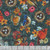 Quilting Treasures Fabrics Joyful Garden Charcoal Grey Bird Nests, fabric with colorful birds, nests, and flowers design.