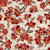Quilting Treasures Fabrics Joyful Garden Red Grey Cherry Blossoms Floral, close-up of vibrant red and orange cherry blossom flowers with grey accents on fabric.