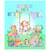 Quilting Treasures Fabrics Little Ones Helz Cuppleditch Blue Baby Animals Playing Panel 36, colorful illustration of cute baby animals playing outdoors with laundry hanging and floral decorations, designed for children's quilting projects.