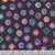 Quilting Treasures Fabrics Royale Dan Morris Black White Stained Glass Flowers, colorful stained glass floral pattern on black background.