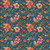 Quilting Treasures Fabrics Fluttering Gardens Dan Morris Teal Blue Floral Berry Paisley, vibrant teal fabric with pink, orange, and purple floral and paisley pattern.