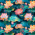 Quilting Treasures Fabrics Serenity Dan Morris Lotus Flowers Blue Green Cream