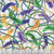Quilting Treasures Fabrics Mardi Gras Feathers Beads Purple Yellow White, colorful Mardi Gras themed fabric featuring feathers and bead patterns in purple, yellow, green, and white colors.