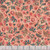 Quilting Treasures Fabrics Serenity Dan Morris Pink Coral Lotus Floral, close-up of fabric with pink coral and blue floral pattern on a peach background, measuring approximately 8 inches.