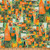 Hoffman Fabrics Crafty Cats March Watercolor Mosaic Green Yellow Orange