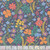 Moda Fabrics Cannon Beach Crystal Manning Dusk Blue Coastal Blooms Flowers, a vibrant fabric with a colorful floral pattern on a dusk blue background.