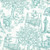 Benartex Fabrics Montgomery Mountain Charm Belle Brunner Belle Toile White Harbor, image of a fabric pattern featuring outdoor play and nature scenes with trees, a squirrel, a swing, and a bird in watercolor style in white and light blue shades.