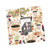Moda Fabrics The Henhouse Gingiber Fabric Squares Layer Cake, colorful fabric featuring chickens, hens, and garden-themed illustrations.