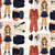Riley Blake Fabrics Sew America J. Wecker Frisch Sew America Navy Scout Paper Doll Off White