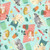 Timeless Treasures Fabrics Feline Fanatic Lounging Cats Green