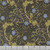 Moda Fabrics William Morris Muse Barbara Brackman Seaweed Floral Ebony Black fabric, featuring a detailed floral and foliage pattern with blue flowers, green leaves, and red accents on a black background.