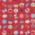 Windham Fabrics America the Beautiful Leslie Trimbach Americana Red, fabric pattern featuring patriotic symbols, flowers, and butterflies on a red background.