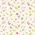 Windham Fabrics Aviva Whistler Studios Floral Charm Ivory, floral fabric pattern with delicate pastel flowers in pink, purple, yellow, and green on a white background.