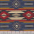 Windham Fabrics Canvas & Co. Light Cotton Canvas Betsy Olmsted Chickadee Parchment fabric with a geometric southwestern pattern in navy blue, beige, red, and mustard yellow colors.