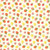 Dear Stella Fabrics Furruit Platter Purrberries Vanilla, fabric with a colorful strawberry pattern featuring pink, yellow, red, and blue strawberries on a cream background.