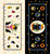 Dear Stella Fabrics Furruit Platter Furruit Platter Bench Pillow Panel Multi, colorful whimsical cat-themed fabric panels with cats, fruits, and playful patterns against cream and black backgrounds.