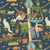 Timeless Treasures Fabrics Feline Fanatic Cat Trees And Perches Navy