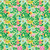Benartex Fabrics Tropical Splash Green Pink Garden Flowers, vibrant floral fabric with green leaves, pink, yellow, blue, and white flowers on a light green background.