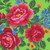 Elizabeths Studio Fabrics Kokum Scarf Babushka Ukrainian Embroidered Rose Lime, vibrant floral fabric with red and pink roses, blue flowers, and green leaves on lime green background.
