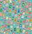 Moda Fabrics Trinketry Ruby Star Society Melody Miller Matchmaker Matchbook Turquoise Blue, colorful matchbook illustrations with various patterns and symbols on a turquoise background.