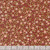 Moda Fabrics William Morris Muse Barbara Brackman Small Clover Floral Russet Red, a fabric with a detailed floral pattern featuring small white flowers, pink roses, and green leaves on a russet red background, with a measuring scale at the bottom.