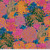 Free Spirit Fabrics Kaffe Fassett Collective August 2021 Hokusai's Mums Hot, vibrant floral fabric design with pink, orange, green, and blue chrysanthemum flowers and foliage.