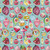 Benartex Fabrics Magical Season, Katie Daisy Vintage Ornaments Turquoise Multi, colorful Christmas ornaments pattern on fabric.