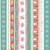 Benartex Fabrics Magical Season Katie Daisy Painterly Stripe Multi, colorful holiday-themed fabric with patterns of snowflakes, mittens, candy canes, poinsettias, green leaves, and snowmen.