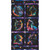Robert Kaufman Galaxy Cats Celestial Blue Neon Astrological Stripe