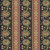 Benartex Fabrics Christmas At Home April Cornell Kenna Stripe Black, fabric with a traditional floral and stripe pattern in green, red, and beige on a black background.