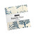 Moda Fabrics Family Tree Deb Strain 5 Inch Squares Charm Pack, fabric pack featuring blue and white tree and leaf patterns on a white background.