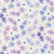 Moda Fabrics Delphinium Janet Clare Lilac Blooms Floral Snowdrop, lilac and purple flowers with green stems on a white background.