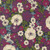 Moda Fabrics Chelsea Garden Moda Chelsea Flower Show Floral Midnight Blue, a fabric with a colorful floral pattern featuring purple, white, pink, and blue flowers with green leaves on a midnight blue background.