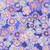 Moda Fabrics Delphinium Janet Clare Auricula Floral Agapanthus Blue, fabric with a vibrant floral pattern of purple, blue, and yellow flowers on a deep blue background.