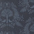 Moda Fabrics Family Tree Deb Strain Family Tree Damask and Birds Night Sky Blue, fabric with a night sky blue background and a damask pattern featuring trees and birds.