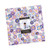 Moda Fabrics Delphinium Janet Clare Ten Inch Squares Layer Cake, colorful floral fabric layer cake with purple, blue, and yellow flowers.
