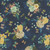 Blank Quilting Fabrics Birds and Blooms Navy Blue Floral with Butterflies