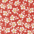 Moda Fabrics Summers End Fig Tree Co Persimmon Red Cosmos Florals, fabric with white cosmos flowers and green centers on a red background.