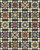 Moda Fabrics William Morris Muse Wishy Washi Quilt Kit, fabric quilt with colorful floral and geometric pattern arranged in a traditional quilt block design.