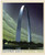 Riley Blake Fabrics United States National Parks Gateway Arch Poster Panel 36 by 44, featuring an artistic depiction of the Gateway Arch at Gateway Arch National Park against a dramatic sky with green clouds and a reflective river.