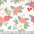 Riley Blake Fabrics Designer Flannel Meadow Moments Floral Pink, fabric featuring a floral pattern with pink and white flowers, green leaves, and yellow accents on a white background.
