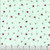 Riley Blake Fabrics Designer Flannel Meadow Moments Ladybugs Mint, close-up view of mint green flannel fabric with a pattern of tiny red ladybugs, green leaves, and small red berries.
